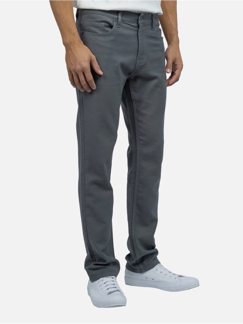 JACHS New York Men’s Gray Twill Straight Fit Flex 5-Pocket Stretch Pants 36x30